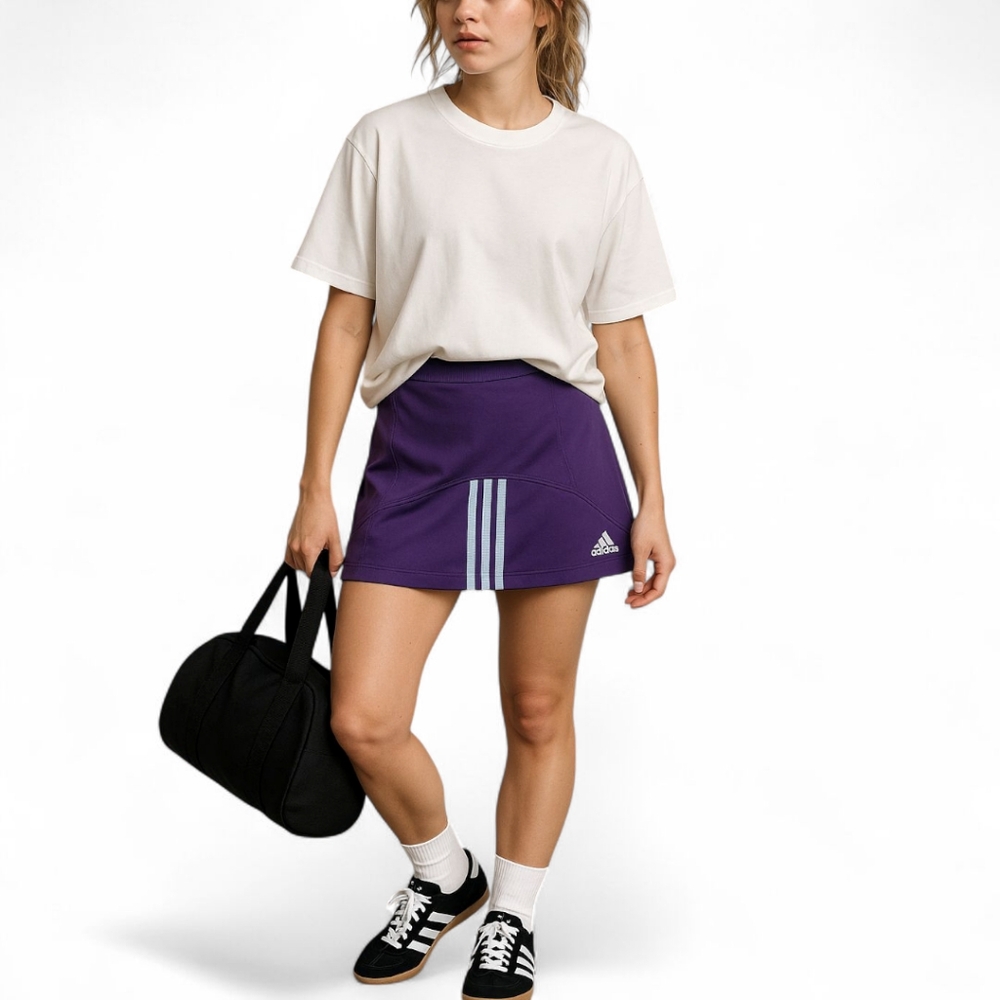 Adidas Retro Vtg Tennis‎ Skirt – Purple Sz S – Sporty Nostalgia Y2K Revival - Picture 2 of 8